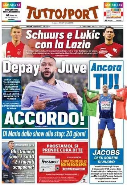 Tuttosport - Depay-Juve: accordo!