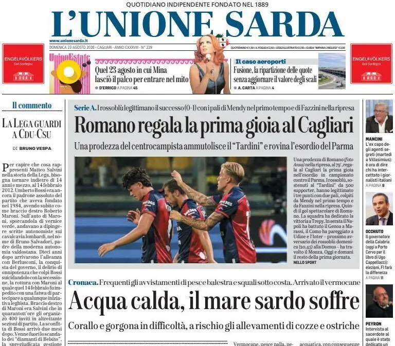 Una prodezza del centrocampista ammutolisce il Tardini. L'Unione Sarda: "Romano regala la prima gioia al Cagliari"