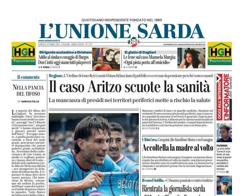 Pareggio a Udine, L'Unione Sarda: "Per il Cagliari un punto d'oro"
