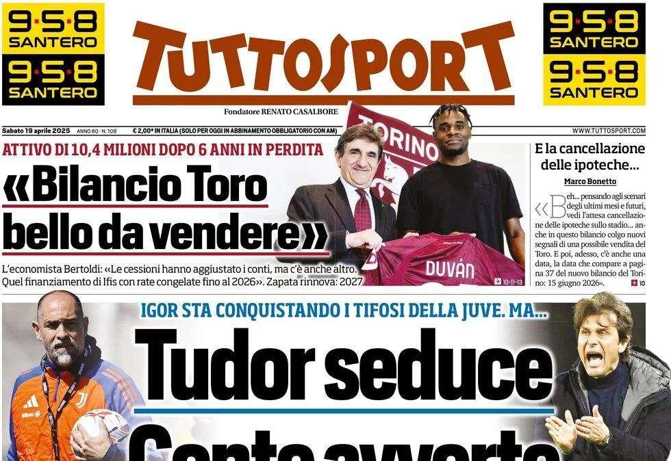 Tuttosport. - Tudor seduce, Conte avverte