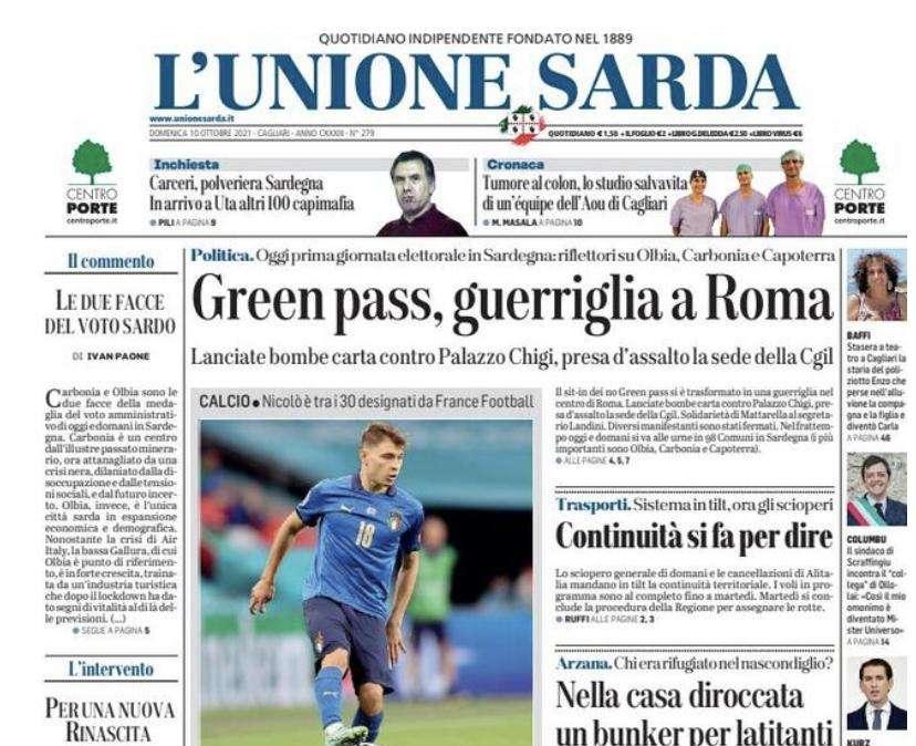L'Unione Sarda - Barella, inarrestabile ascesa. I complimenti di Riva: "Adesso gli auguro di restare lassù"
