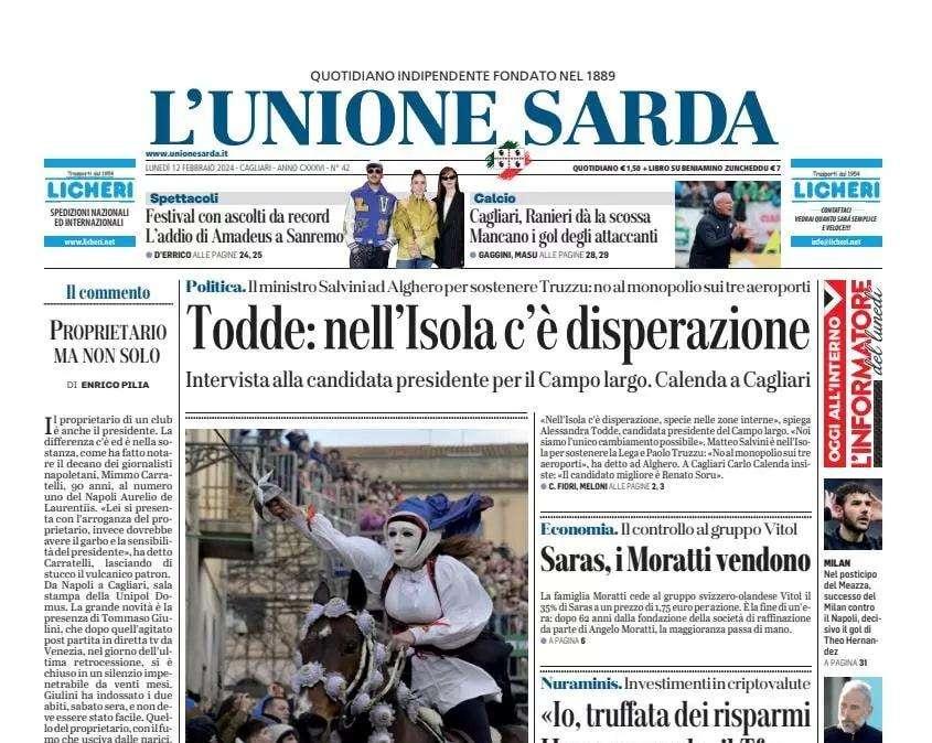 L'Unione Sarda - Cagliari, ora riparti. Da Giulini e Ranieri scossa alla squadra