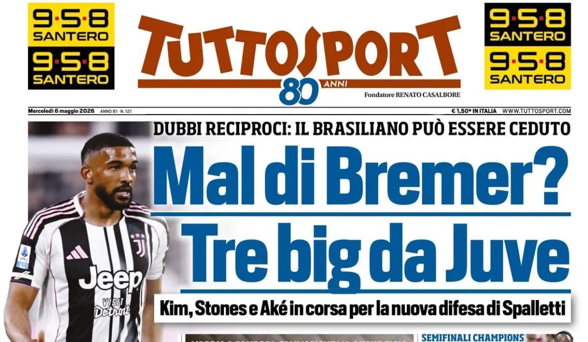 Dubbi reciproci, il brasiliano può essere ceduto. Tuttosport: "Mal di Bremer? Tre big da Juve",