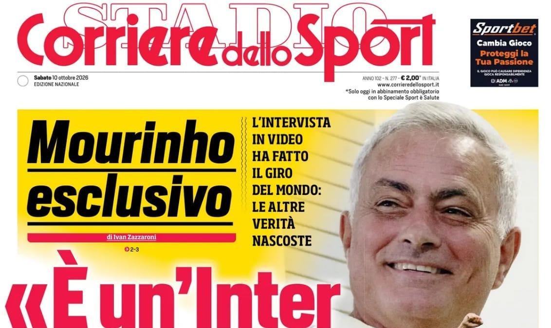 Il grande ex lancia i nerazzurri. Apertura Corsport: "Mourinho: «È un’Inter da triplete»"