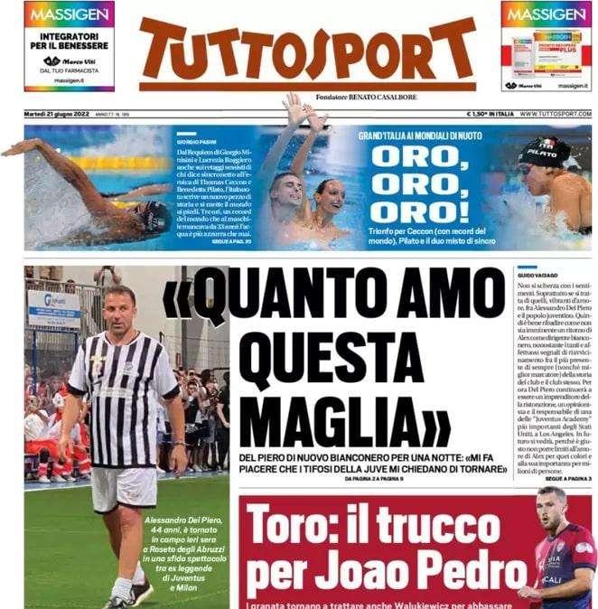 Tuttosport - Del Piero: "Quanto amo questa maglia"