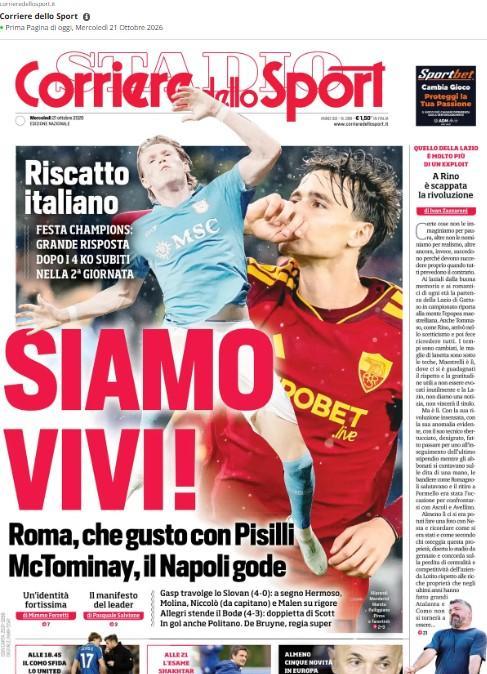Riscatto italiano in Champions. Apertura Corsport: "Siamo vivi!"