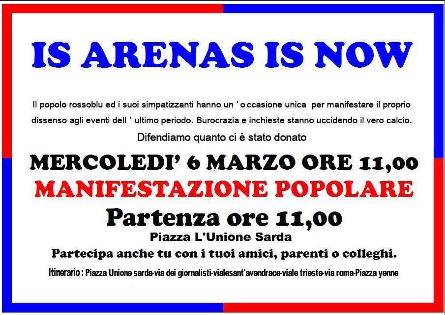6 marzo manifestazione popolare dei tifosi rossoblù. Anche il Cagliari presente