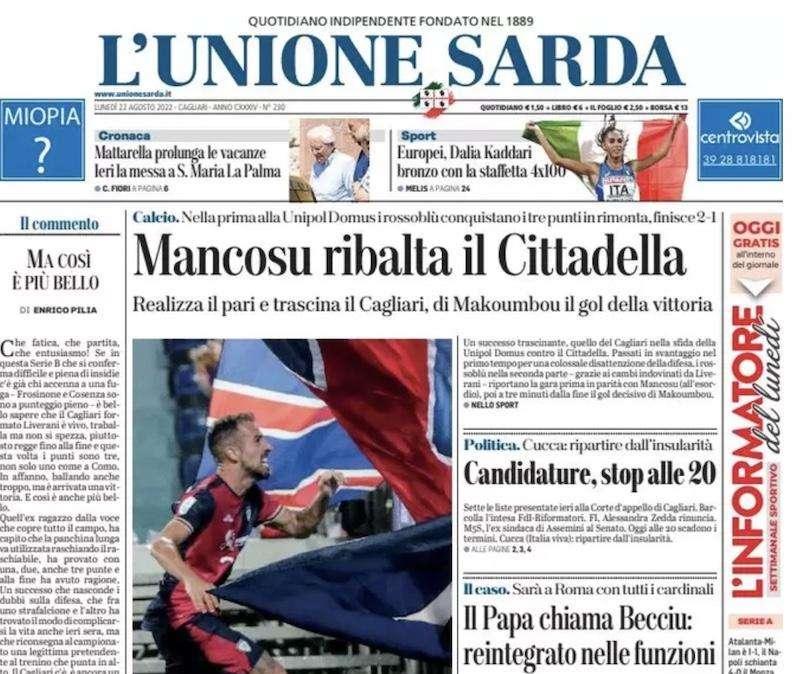 L'Unione Sarda - Mancosu ribalta il Cittadella