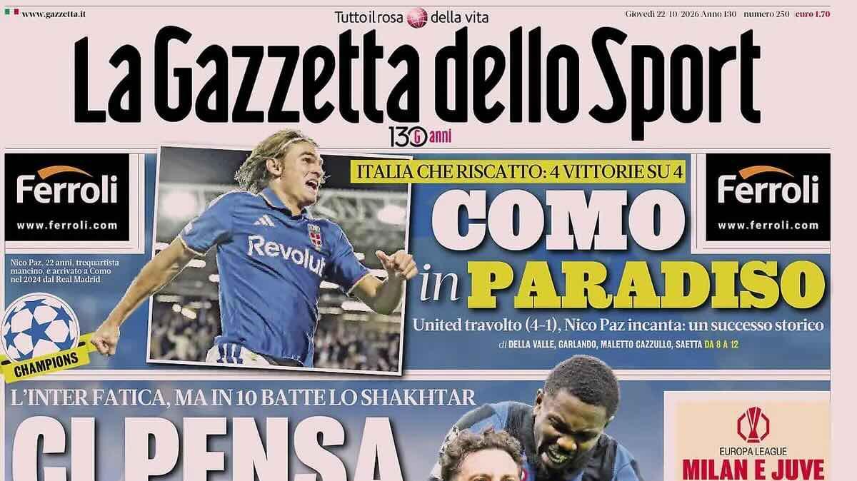 L'Inter fatica ma batte lo Shakhtar. Apertura Gazzetta: "Ci pensa Carlos"