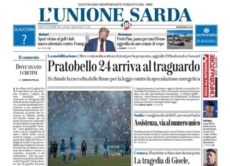 L'Unione Sarda - Cagliari, che batosta. Il Napoli passeggia nella bolgia