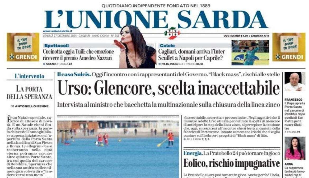 L'Unione Sarda - Domani arriva l'Inter. Mina ci sarà, Luvumbo resta fuori