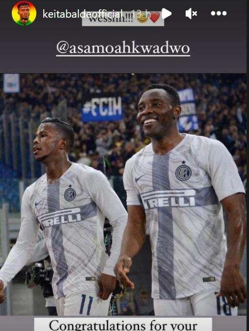 Anche Keita saluta l'amico Asamoah