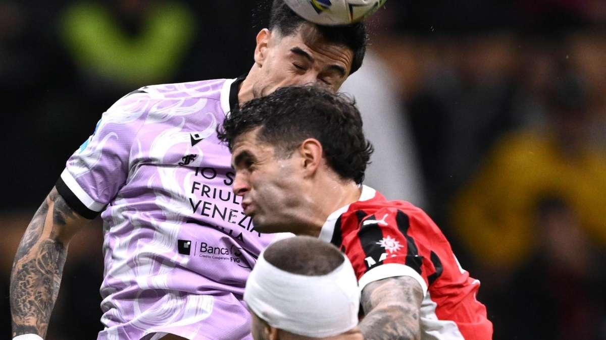 Serie A, il Milan strappa con il brivido i tre punti all'Udinese: 1-0