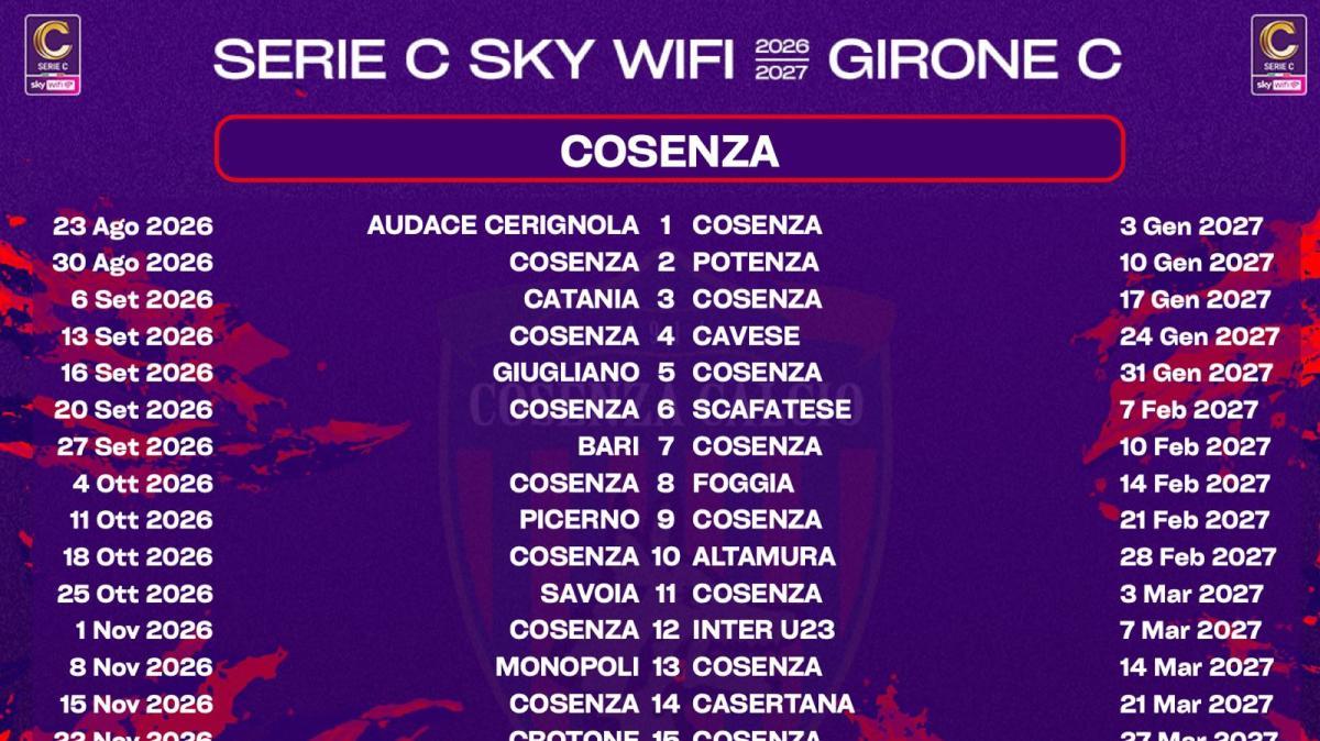 Al via il girone C di Serie C, ecco il calendario del Cosenza: il derby con il Crotone alla 15a giornata
