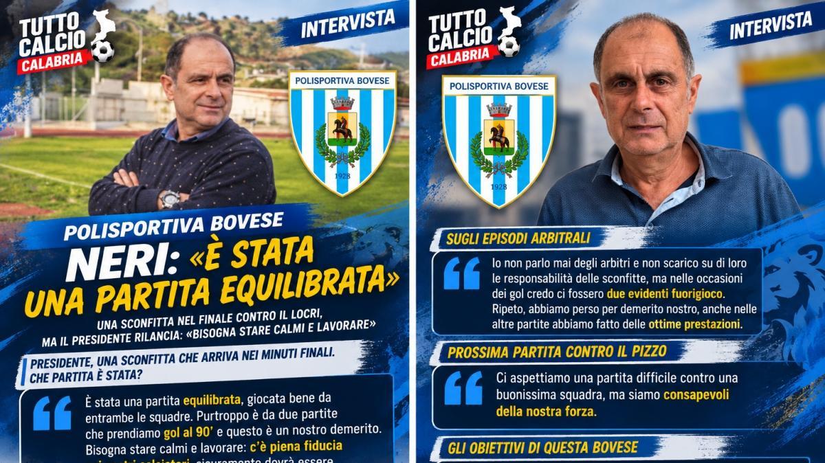 Bovese, sconfitta nel finale contro il Locri. Il Presidente Neri: «Piena fiducia nei nostri calciatori»