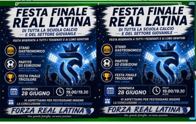 REAL LATINA: Domenica 28 giugno FESTA Finale della Scuola Calcio e Settore Giovanile.
