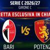 Le formazioni ufficiali di Bari-Potenza: match in diretta su Antenna Sud