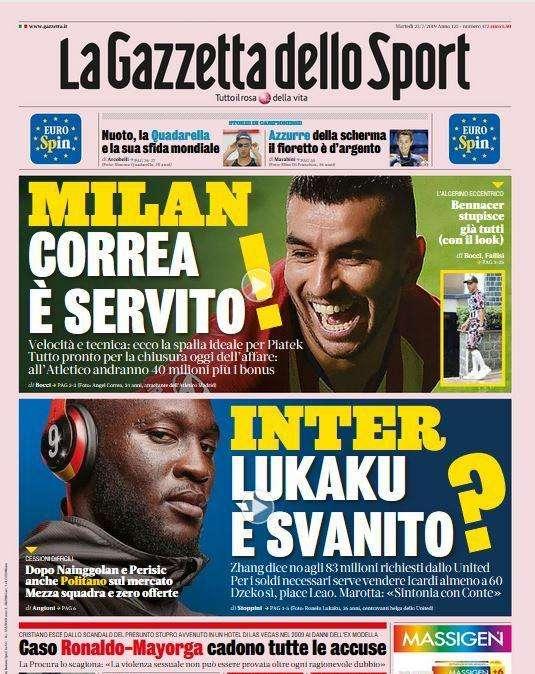 In edicola - La prima pagina odierna dei principali quotidiani sportivi