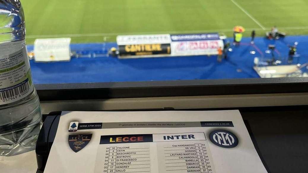 Le formazioni ufficiali di Lecce-Inter: Strefezza c'è, Dimarco nella difesa a tre