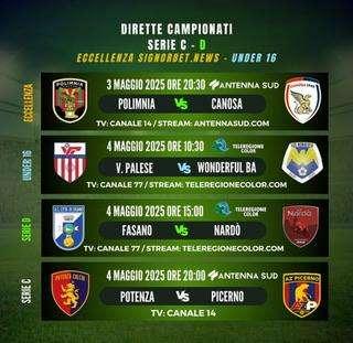 Calcio su Antenna Sud: il quadro delle dirette del prossimo weekend 