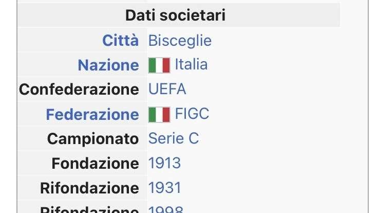 FOTO - Bisceglie, per Wikipedia l'allenatore è... Sarri