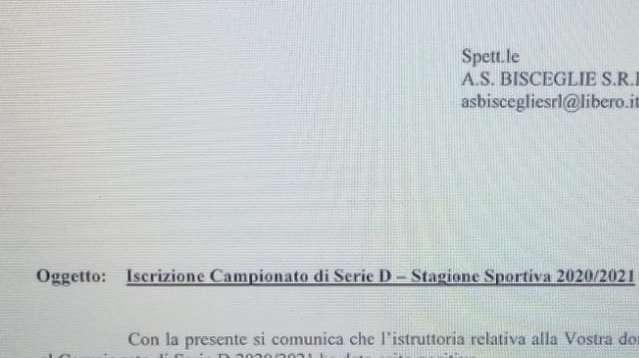 Serie D, c'è l'ok della Covisod anche per Bisceglie e Fidelis Andria