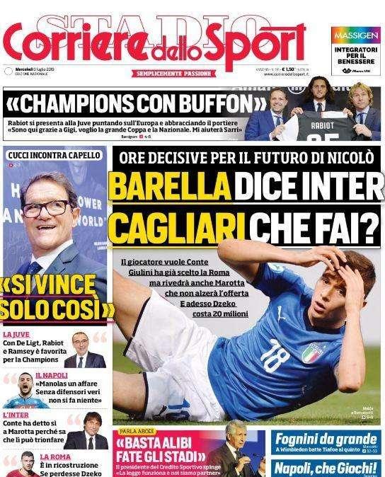 In edicola - La prima pagina odierna dei principali quotidiani sportivi