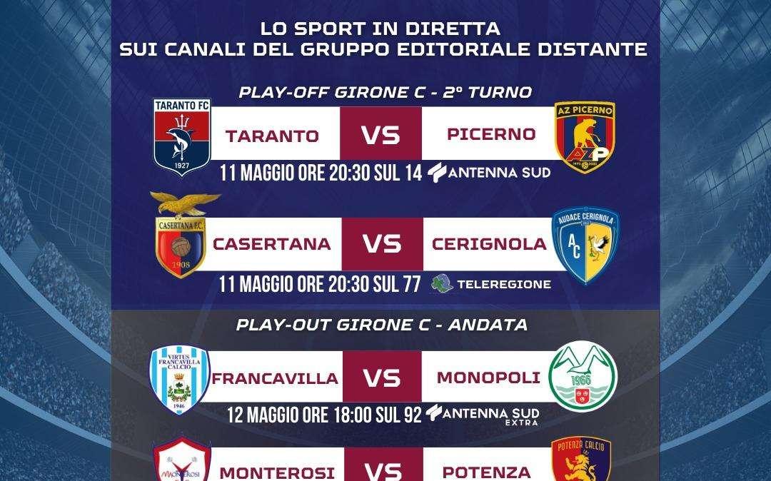 Antennasud e Teleregione, in diretta playoff e playout di C e D: le partite