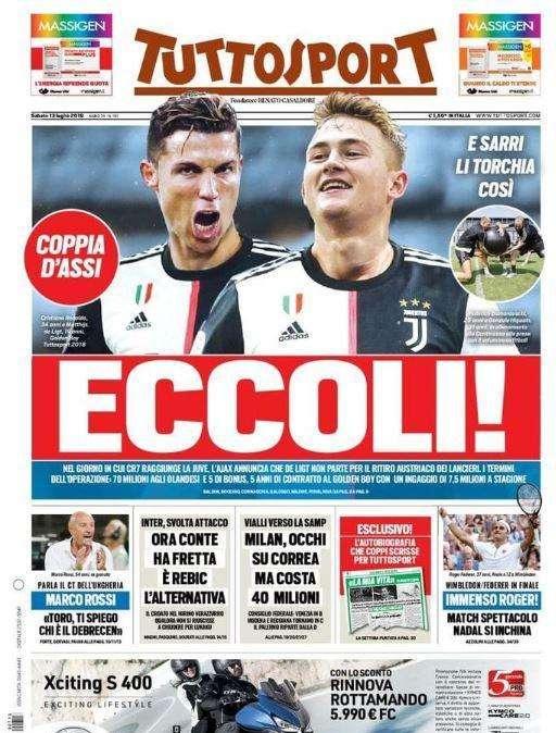 In edicola - La prima pagina odierna dei principali quotidiani sportivi