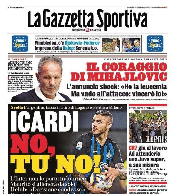 In edicola - La prima pagina odierna dei principali quotidiani sportivi