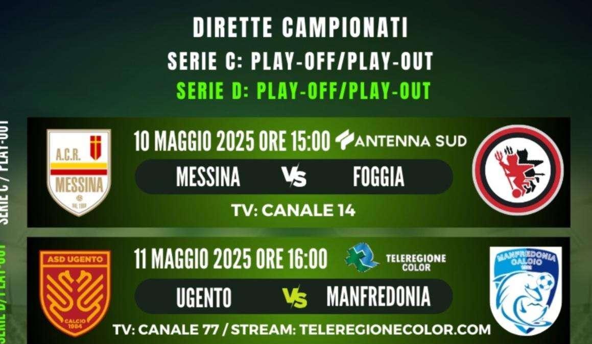 Calcio in Tv: le dirette del weekend su Antenna Sud e Teleregione