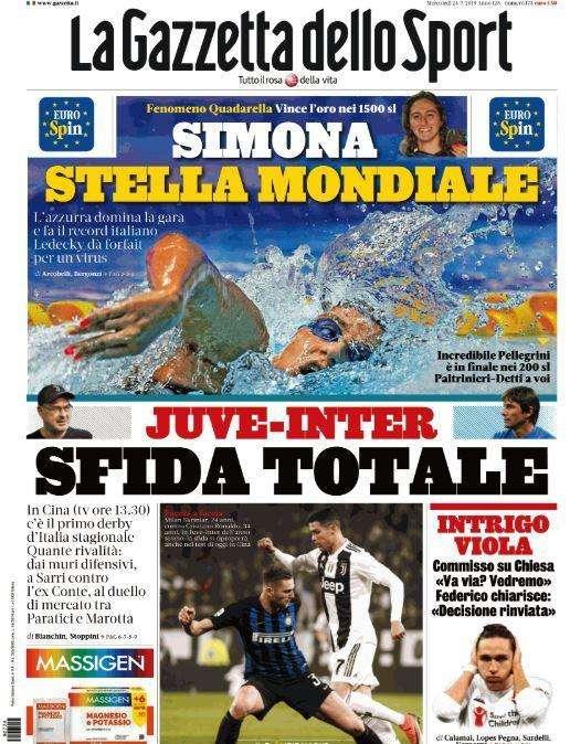 In edicola - La prima pagina odierna dei principali quotidiani sportivi