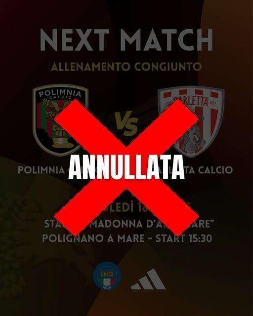 Polimnia, vento protagonista: salta il test col Barletta, sabato sfida all’Under 19