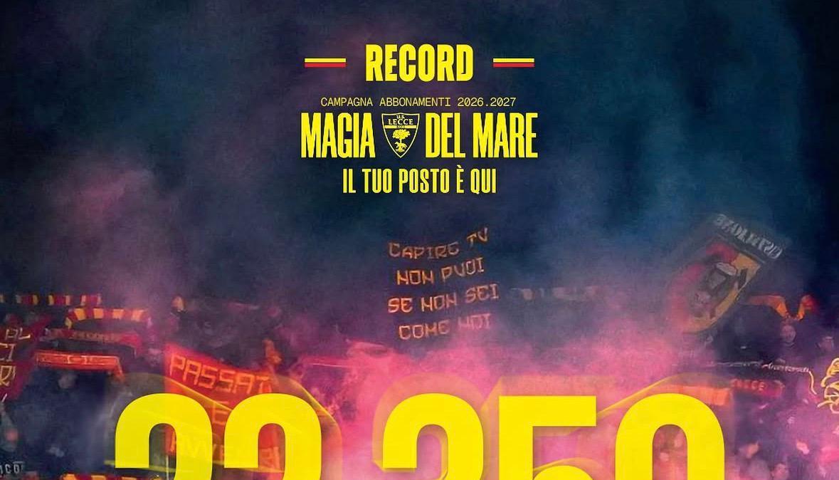 Lecce, abbonamenti record: raggiunta quota 22350
