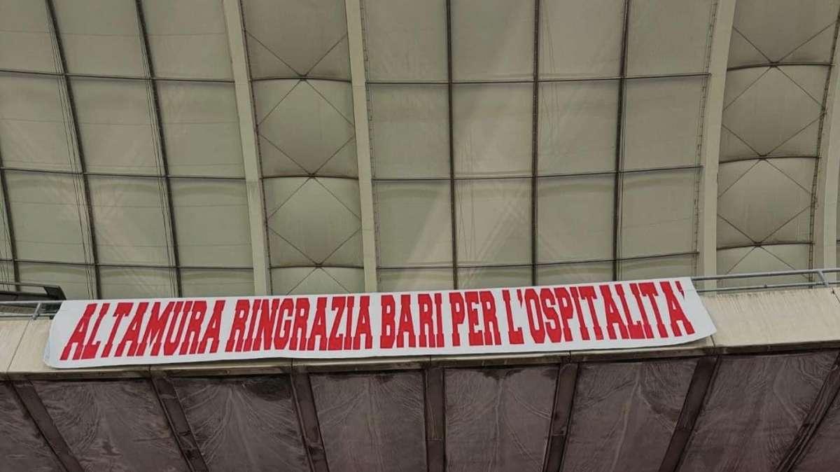 Team Altamura, striscione di ringraziamento a Bari per l’ospitalità 