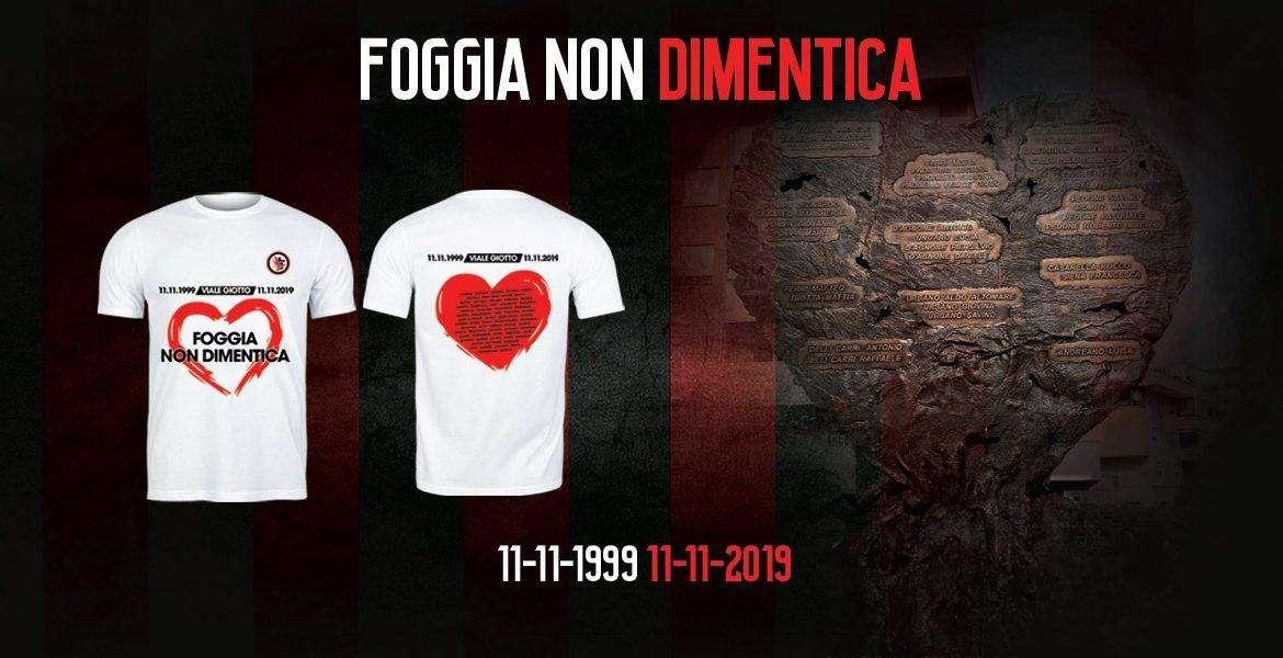 Foggia, i rossoneri non dimenticano: una t-shirt commemorativa a 20 anni dalla tragedia di Viale Giotto
