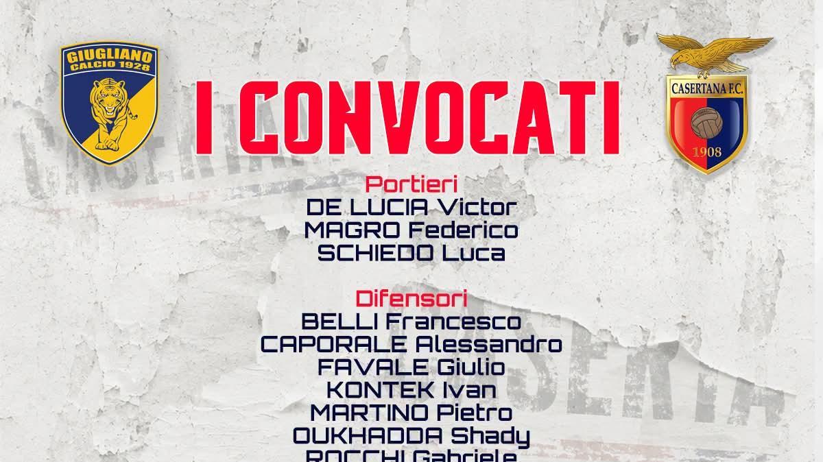 Casertana, ventitré convocati per Giugliano
