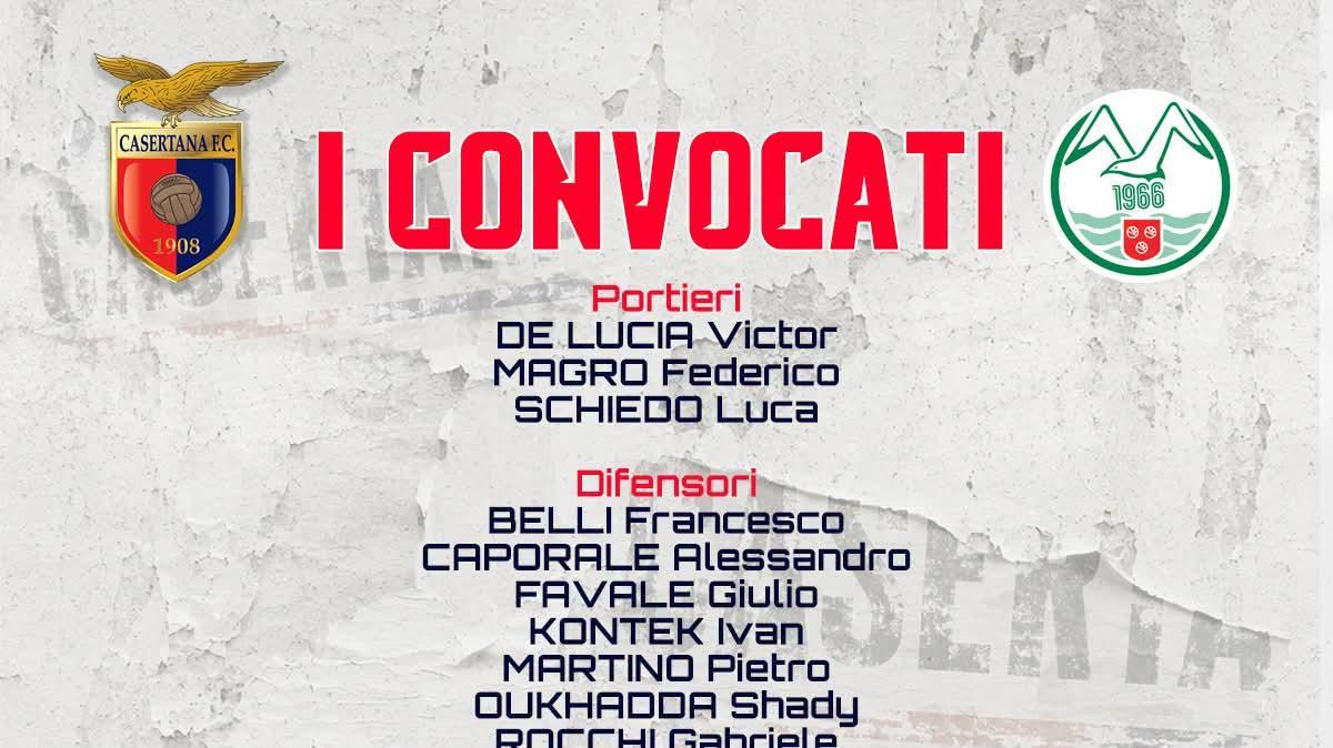 Casertana, in ventidue convocati per la prima di Stellone. Fuori due centrocampisti, esordio per Ajayi