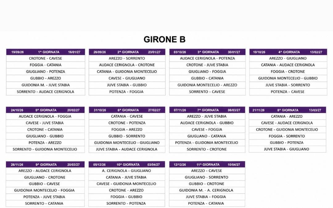 Calendario Primavera 3 26/27