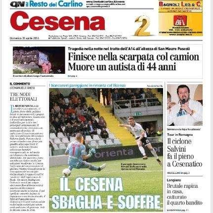 Il Cesena sbaglia e soffre. Il Resto del Carlino