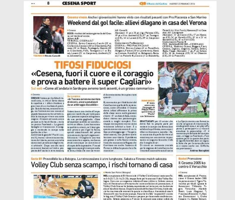 “Cesena, fuori il cuore e il coraggio” - Il Resto del Carlino