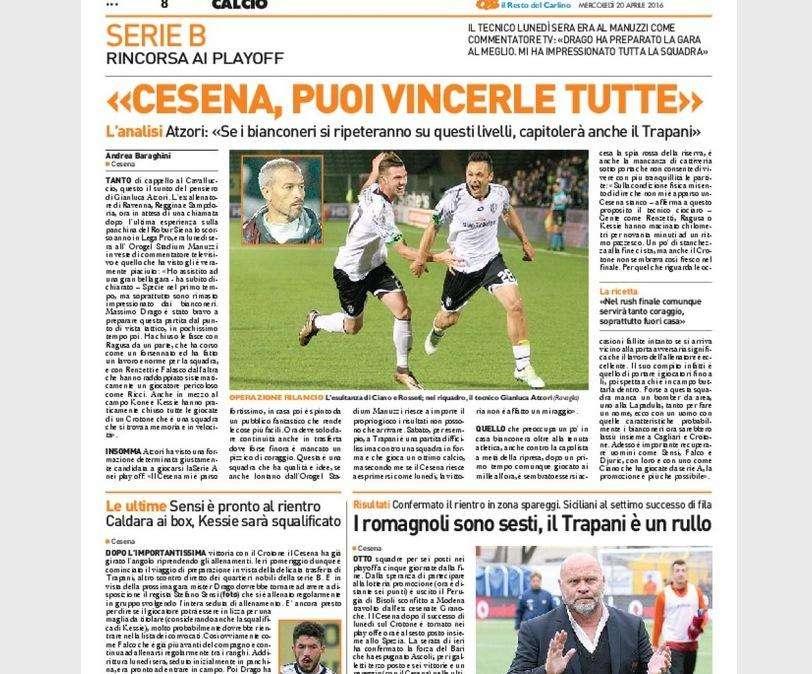 “Cesena, puoi vincerle tutte” - Il Resto del Carlino