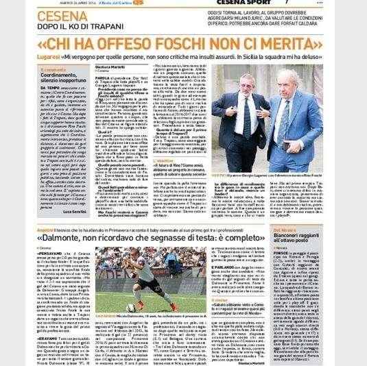 Lugaresi: “Chi ha offeso Foschi non ci merita”. Il Resto del Carlino