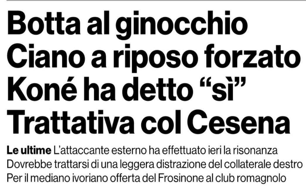 Ciociaria Oggi: Kone ha detto "sì" al Frosinone
