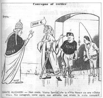Vignetta di Marino Guarguaglini dedicata alla promozione in serie C del Cesena nel 1960 e pubblicata su uno speciale del Guerin Sportivo (supplemento al numero 21)