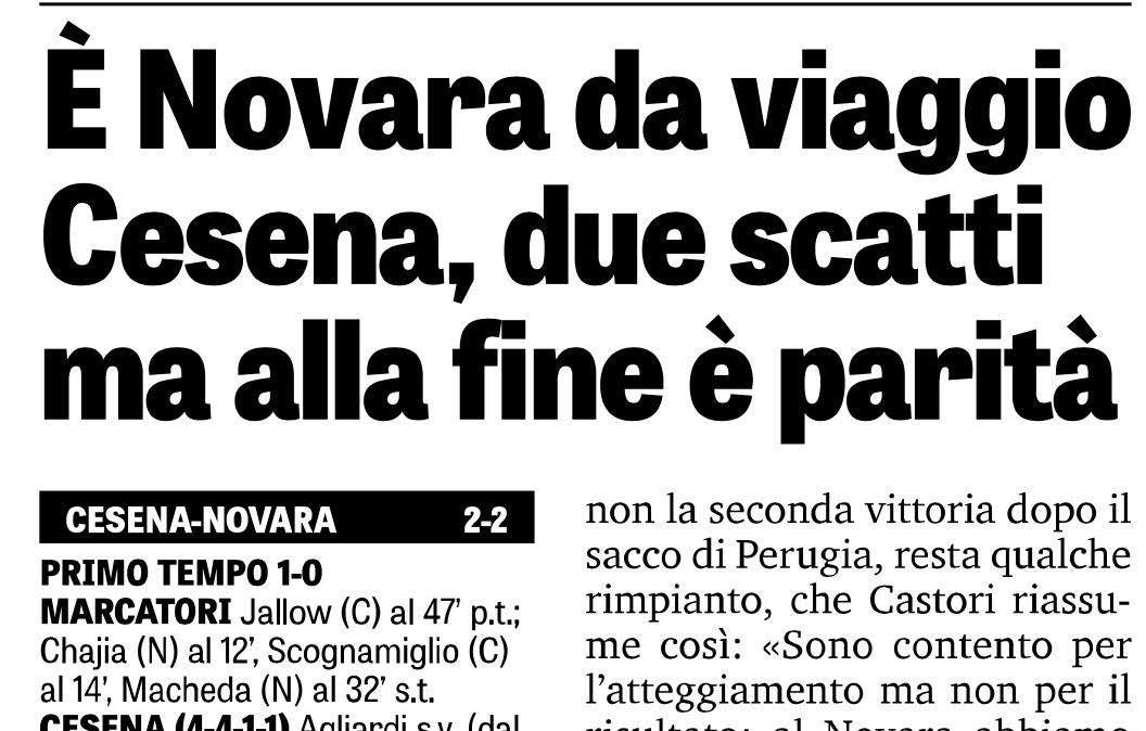 La Gazzetta dello Sport fa i complimenti al Novara