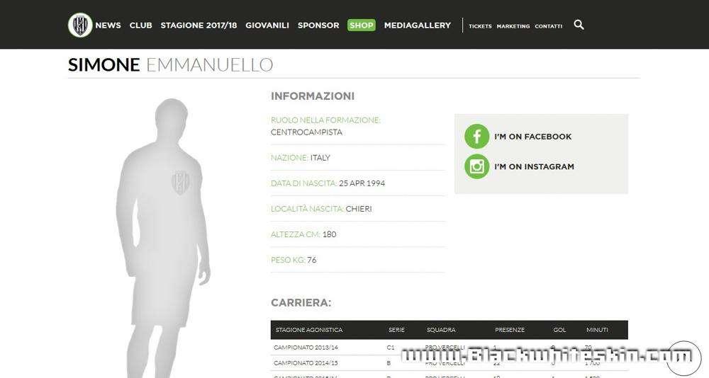 Spunta la scheda di Emmanuello sul sito del Cesena