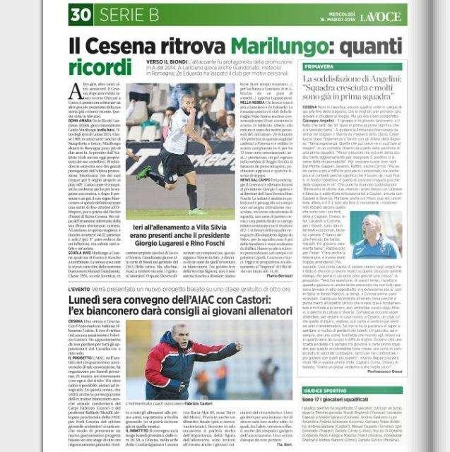 Il Cesena ritrova Marilungo. La Voce di Romagna