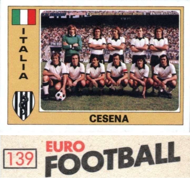 Una rarissima figurina del Cesena della raccolta Panini Euro Football 1977 (collezione Pierpaolo Rossi)