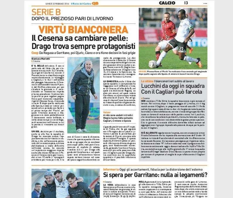 Il Resto del Carlino - Il Cesena sa cambiare pelle